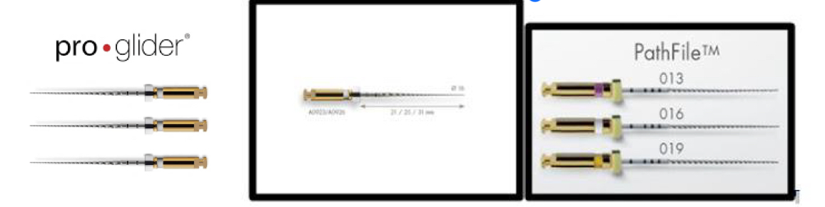 <p>PathFile (Dentsply Maillefer) – taper 2% and gauge 13,16,19</p><p>ProGlider (Dentsply Maillefer): Newer and just one filePathFile </p>