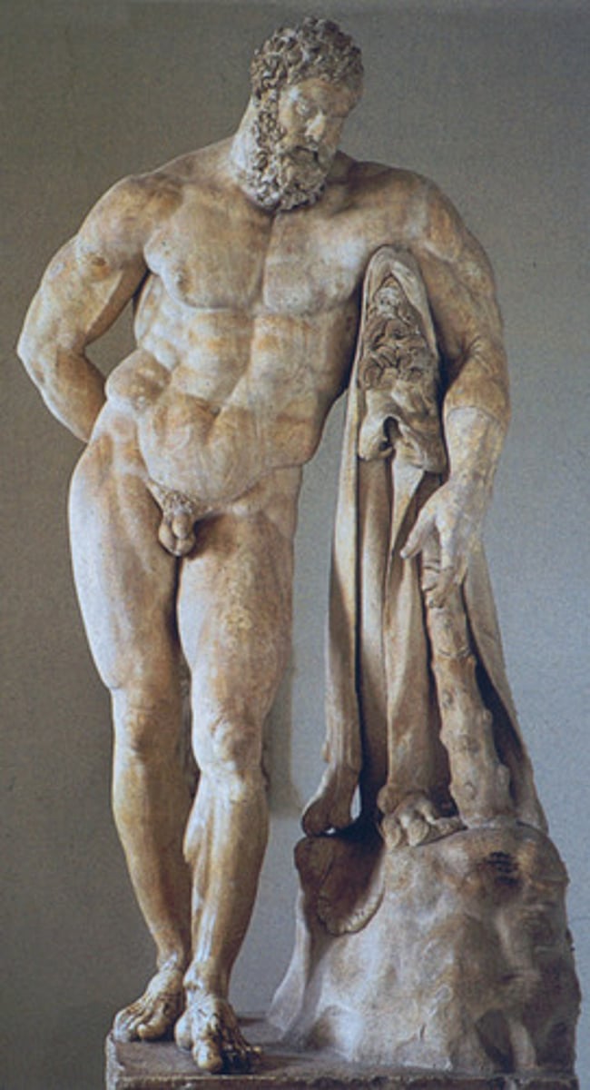 <p>Roman copy of a bronze statue made by Lysippos around 330-320 BCE<br>Late Classical Period</p>