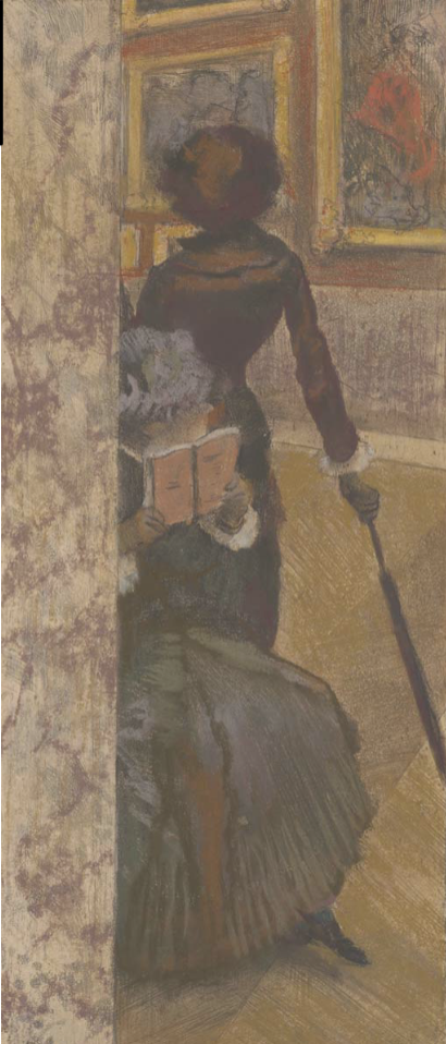 <p>Mary Cassatt in Louvre, Edgar Degas 1885</p>