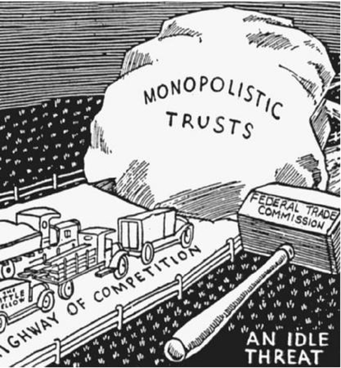 <p>A set of companies managed by a small group known as trustees, who can prevent companies in the trust from competing with each other.</p>