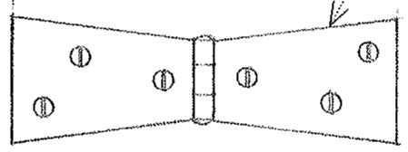 <p><span>A strap hinge having leaves that are narrower at their junction than at their other extremities</span></p>