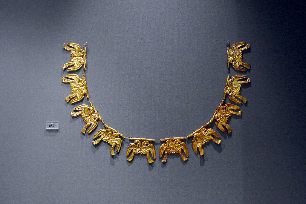 <p><strong><u>Date</u></strong> : 16th century BC</p><p></p><p><strong><u>Material</u></strong> : Gold</p><p></p><p><strong><u>Significance</u></strong> :</p><ul><li><p>burial customs - <strong>gift</strong> for the deceased ?</p></li><li><p>craftsmanship ( <strong>repousse, hammer</strong> ) - skill</p></li><li><p>evidence for <strong>wealth</strong> and <strong>status</strong> of deceased</p></li></ul><p></p>