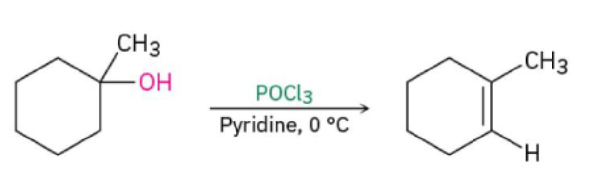 <p>Alcohol undergoes an E2 mechanism to form alkene</p>
