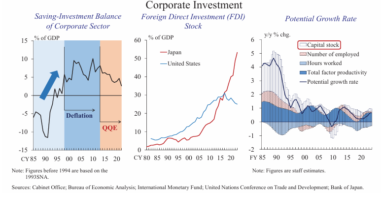 <p>What are the reasons given for why Japan was experiencing deflation (use this chart to discuss one reason- use the chart on the other side to discuss the other reason)?</p>