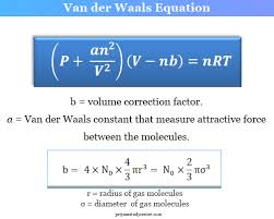 <p>Pressure Up? Add a! Volume Down? Subtract b!</p><p></p><p>a fixes pressure (due to attractions pulling particles in)</p><p>b fixes volume (accounts for particles taking up space)</p>