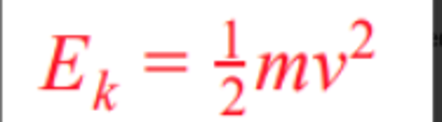 <p>Kinetic energy (J) = 1/2 X mass (kg) X speed^2 (m/s)</p>