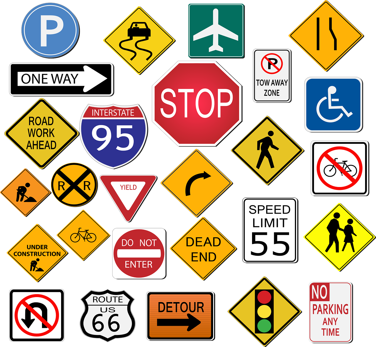 <p>Signs on the road to learn</p>