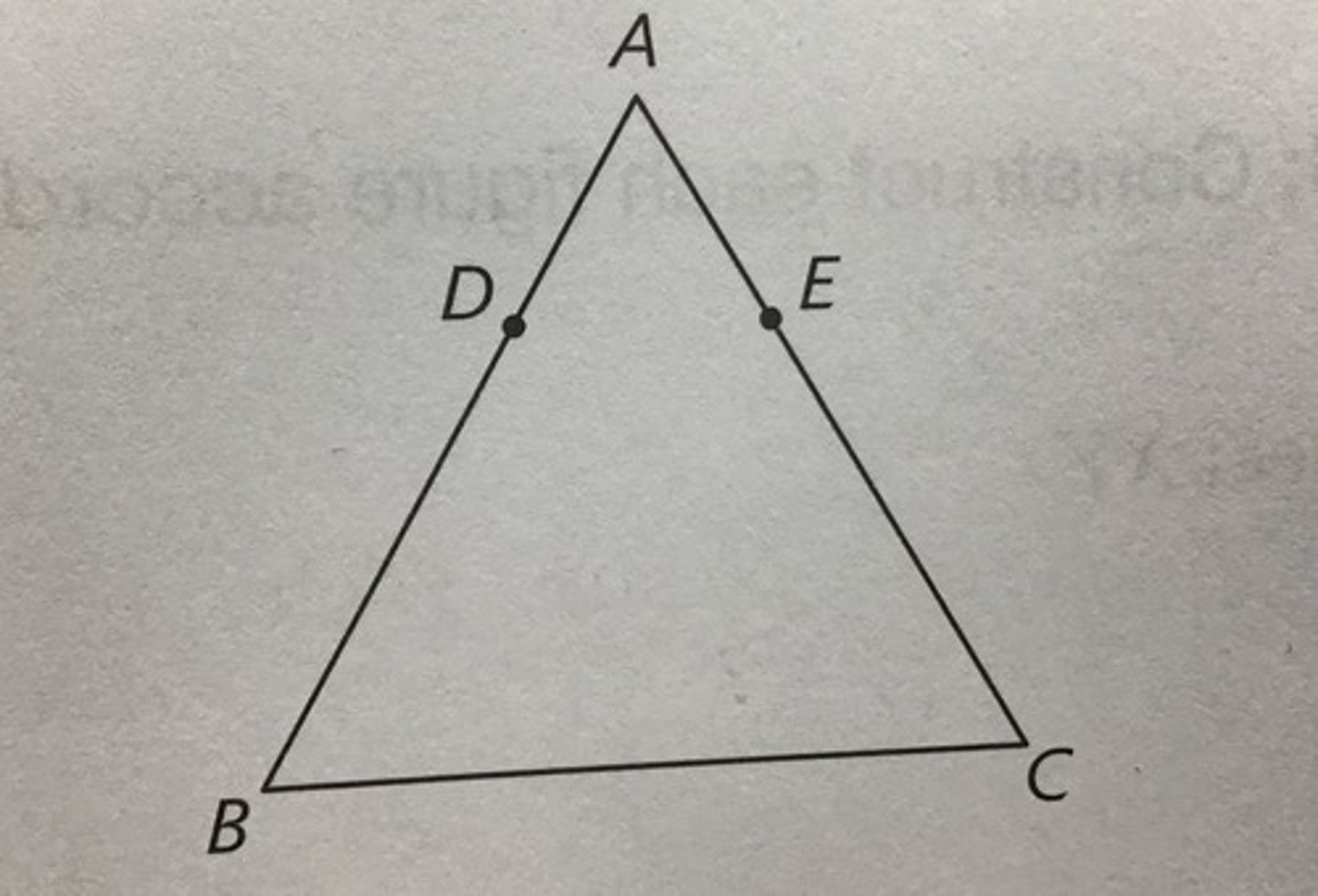 <p>Given: AB=AC DB=EC</p><p>Proven: AD= AE</p>