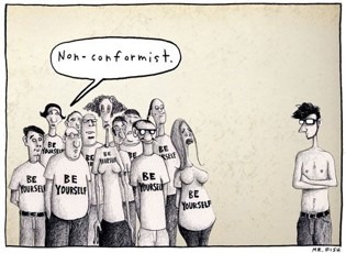 -anti-conformity: act differently from majority group, but majority group is still frame of reference, still conform to norms of subgroup

-independence: act solely based on your own beliefs, not locked into following or going against any group