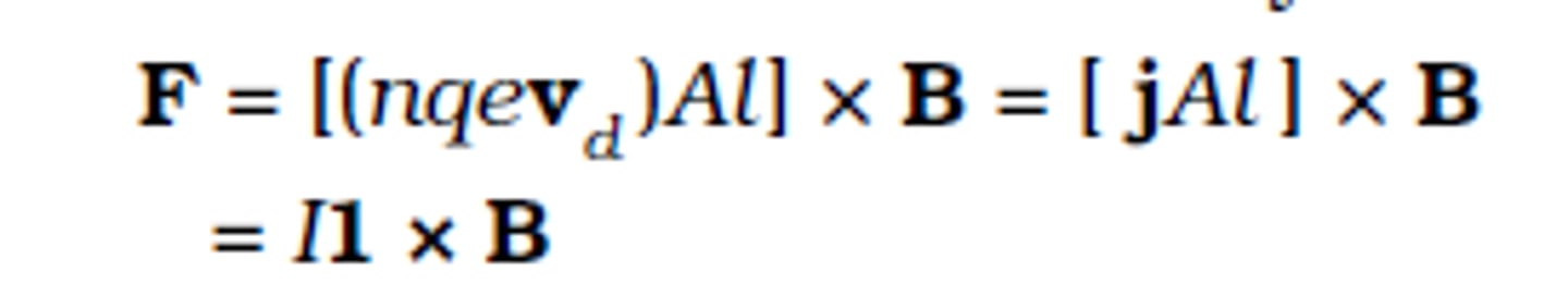 <p>for a straight wire of current density n, length l, cross sectional area A, Magnetic field B and drift velocity V</p>