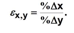 <p>Elasticity measures the sensitivity of one variable with respect to another. An example is the image shown which displays the elasticity of variable X with respect to variable Y.</p>