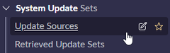 <p><strong>All &gt; System Update Sets &gt; Update Sources</strong></p>