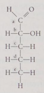 <p>Identify the asymmetric carbon in the molecule shown in Figure 4.10.</p>