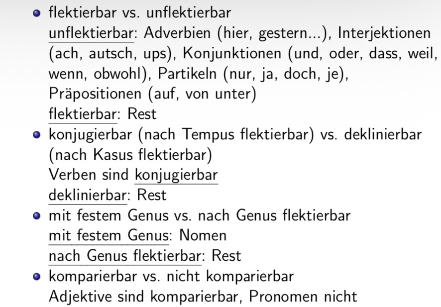<p><span>Klassifikation von Wortarten anhand von Flexion</span></p>