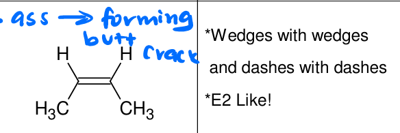 <p>forms an alkene via divicinal halide</p>