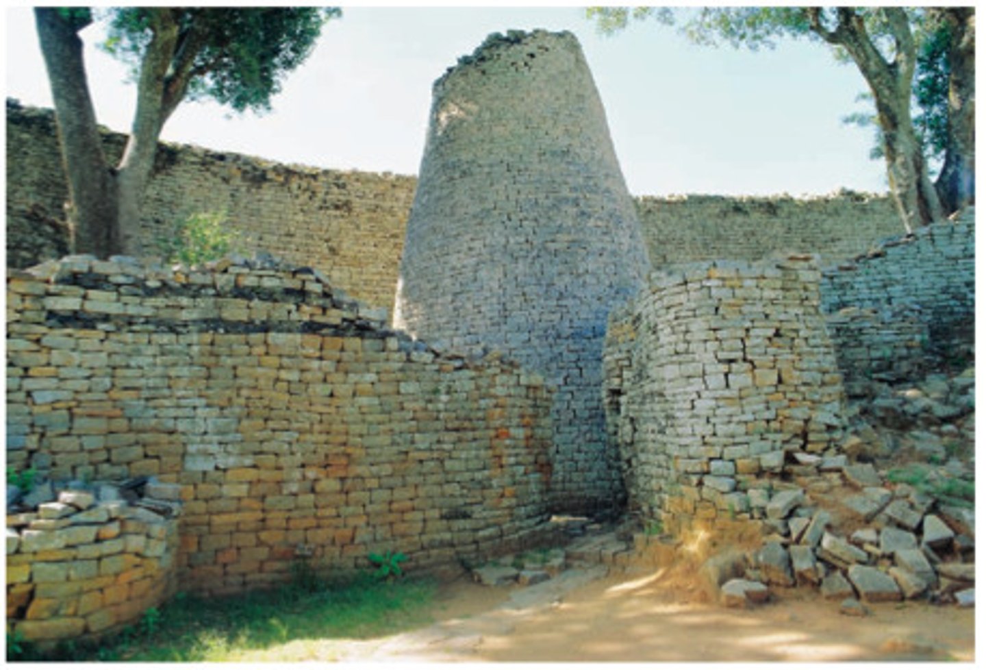 <p>"Massive stone walls symbolizing power and control of trade."</p>