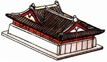 <p>This is a building with overlaid gable and hip roofs in a Daoist temple in Zhengding County, Hebei Province. </p>