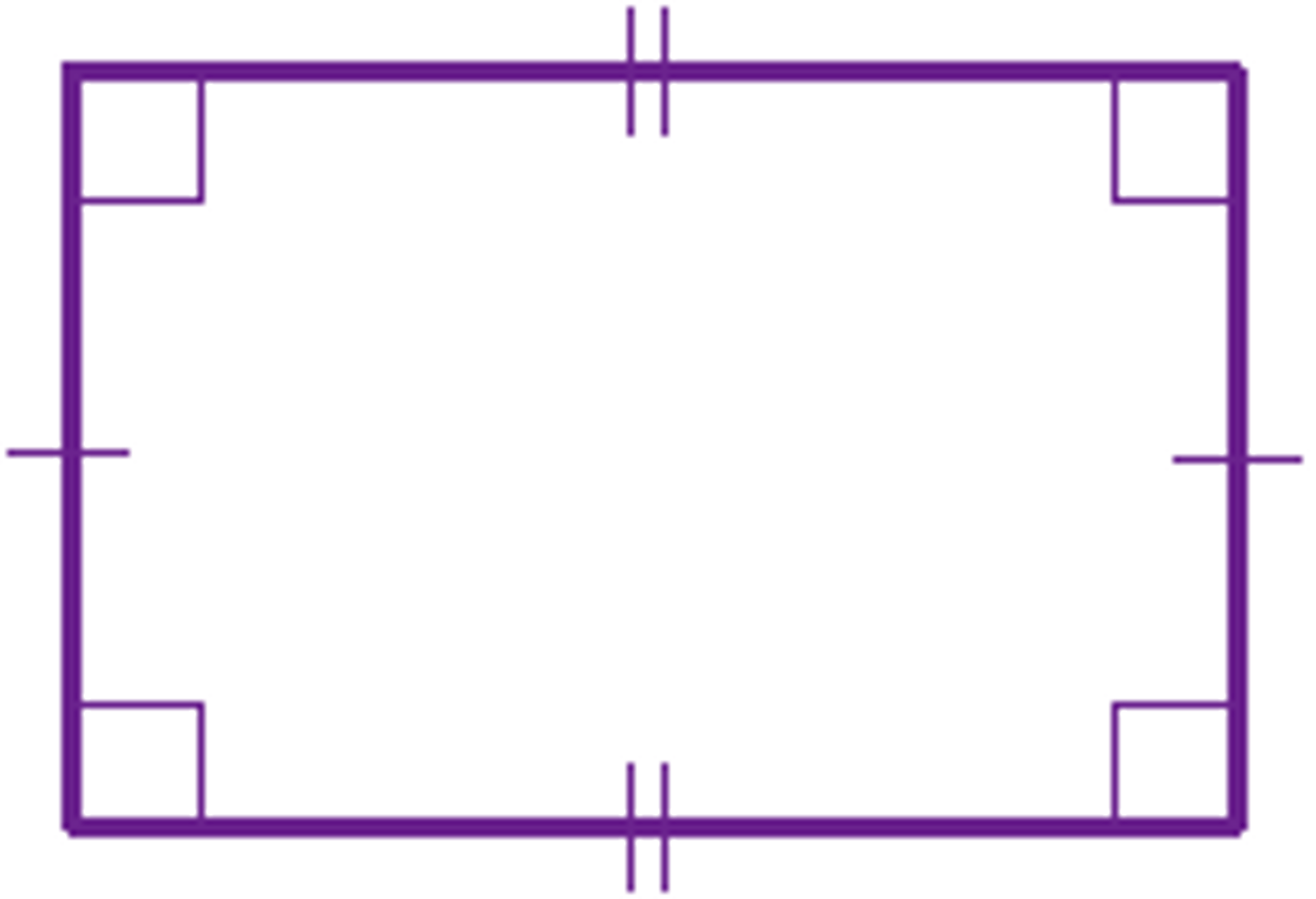 <p>A parallelogram with four right angles, and 2 sets of parallel sides of equal length</p><p>Area = bh, (base)x(height)</p>
