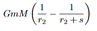 <p>derived from integrating the gravitational force, as F is not constant with r</p>