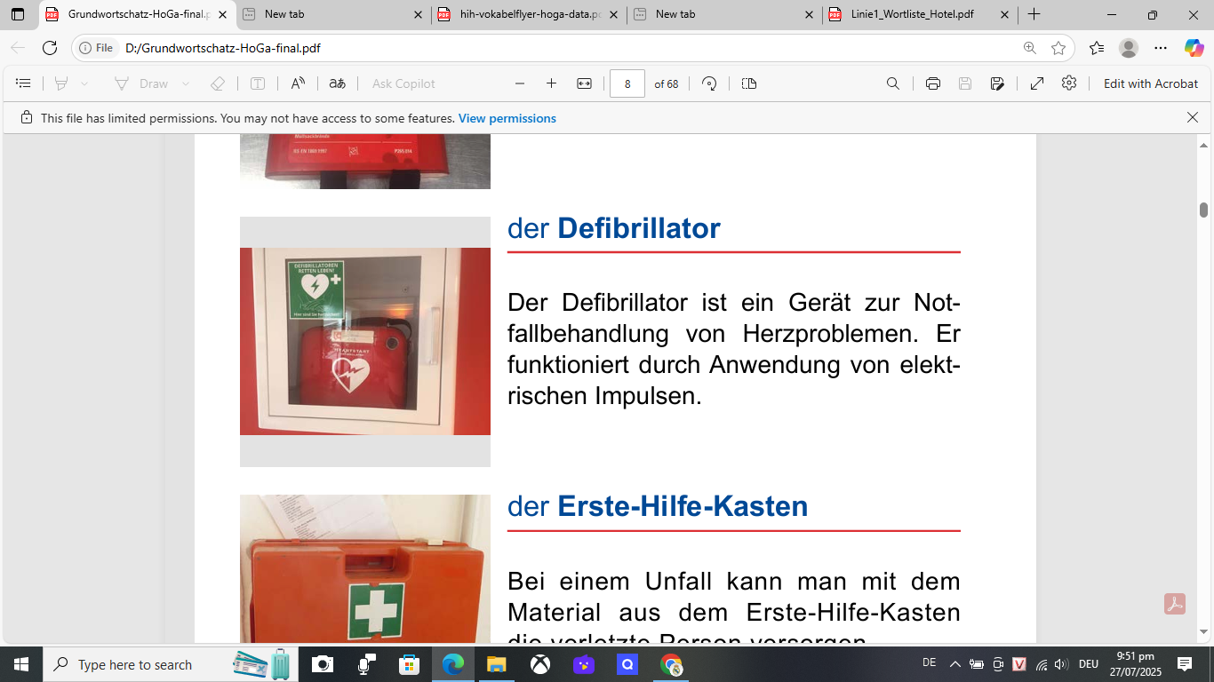 <p>ein medizinisches Gerät, das bei Herzstillstand verwendet wird, um das Herz durch einen elektrischen Schock wieder in den normalen Rhythmus zu bringen. </p>