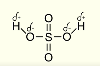 <ul><li><p>Oxygen is highly electronegative </p></li><li><p>So the hydrogen atoms have a partial positive charge </p></li></ul><p></p>