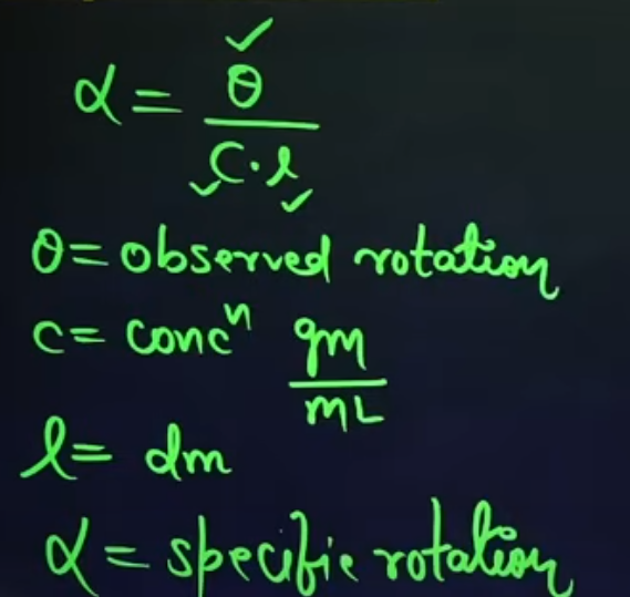 <p>It is the observed rotation when the conc of the organic compound is 1 gram/ml and the length of the polar tube is 1 decimeter</p>