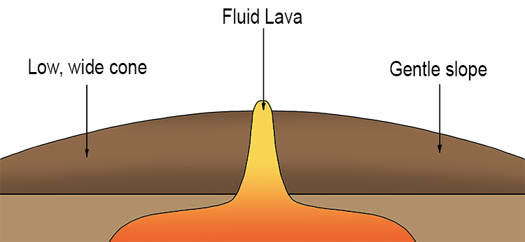 <p>volcanoes that are made on oceanic hotspots. Very wide and very tall. Made from lava flowing and piling onto itself. Most famous shield volcano is Mauna Loa.</p>
