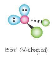 <p>molecular geometry: bent/V-shaped</p><p>domain geometry: tetrahedral</p><p>bonding angles: 104.5°</p>