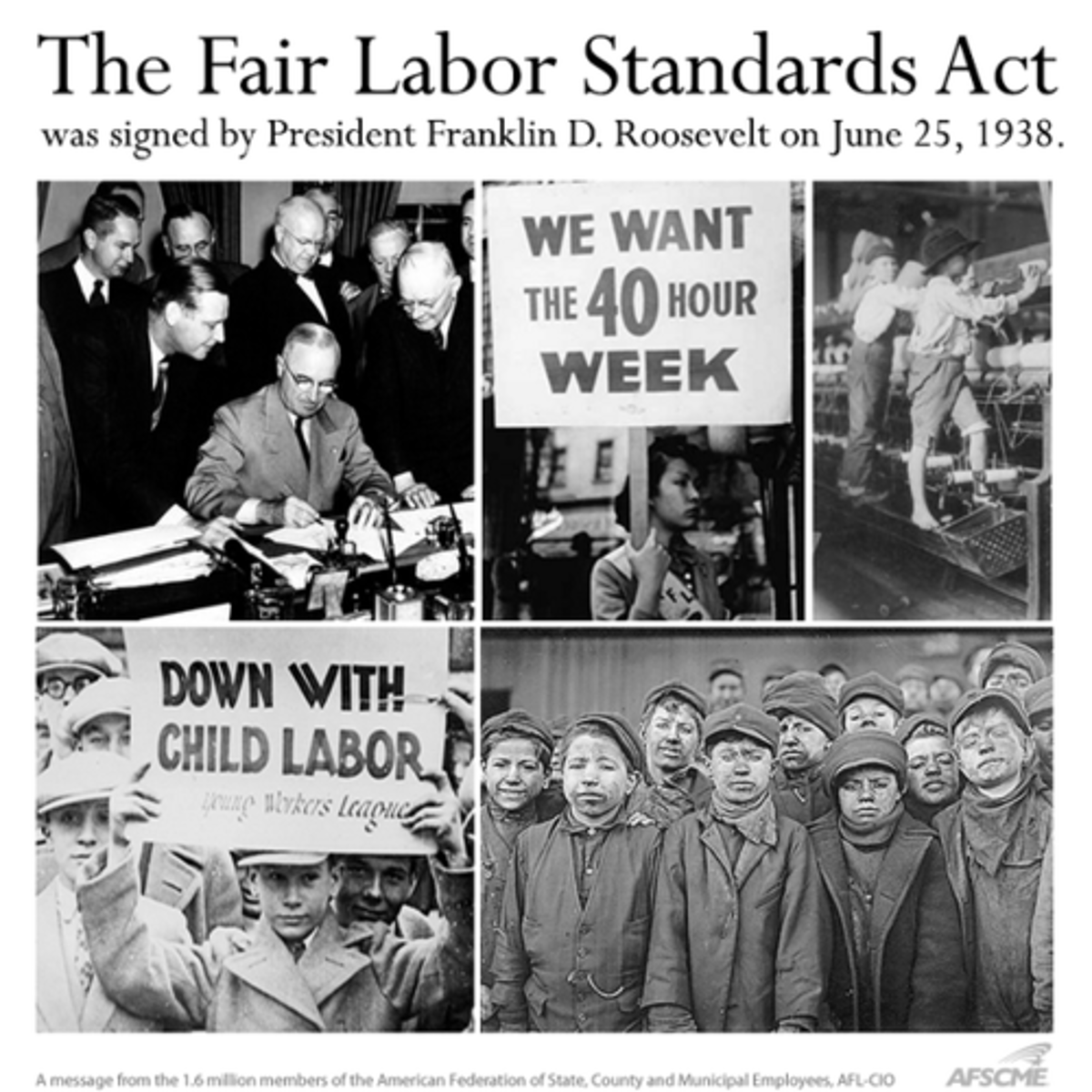<p>Act Important New Deal labor legislation that regulated minimum wages and maximum hours for workers involved in interstate commerce. The law also outlawed labor by children under sixteen. The exclusion of agricultural, service, and domestic workers meant that many blacks, Mexican Americans, and women—who were concentrated in these sectors—did not benefit from the act's protection.</p>