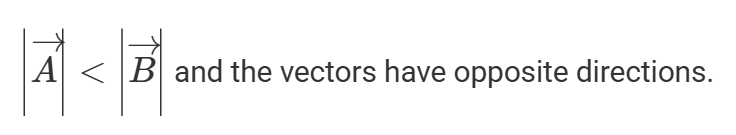 <p><span><span>A < B and the vectors have opposite directions.</span></span></p>