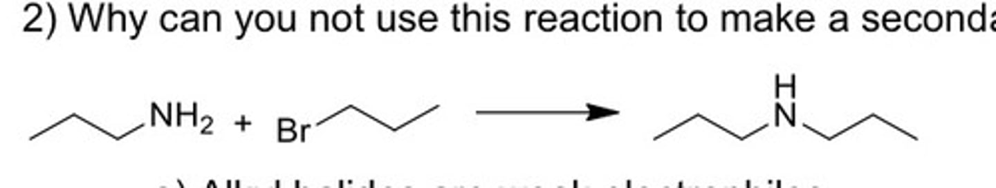 <p>The secondary amine product is more nucleophilic than the primary amine reactant, so over-reaction will occur.</p>
