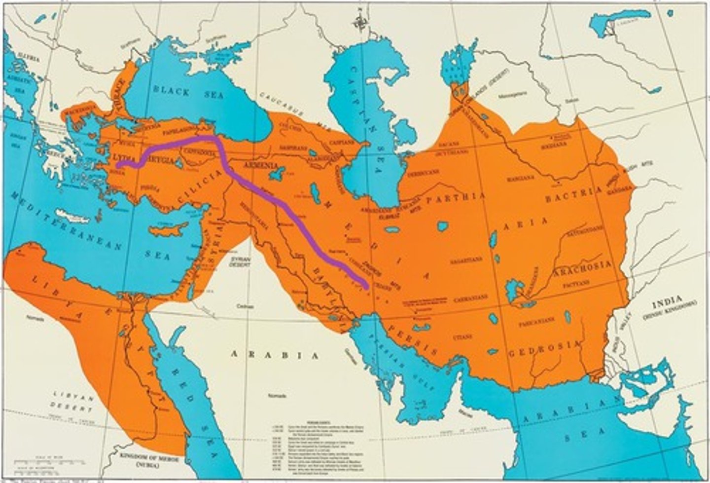 <p>A highway reorganized and rebuilt by the Persian king Darius the Great. He built the road to facilitate rapid communication throughout his exceptionally large empire.</p>