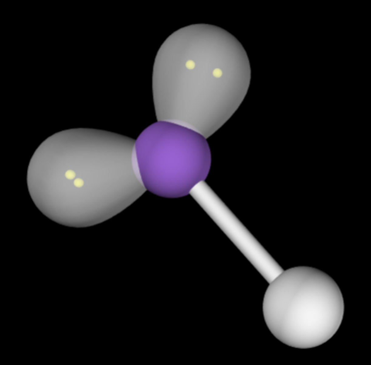 <p>1 bond pair, 2 lone pairs</p><p>no bond angles</p>