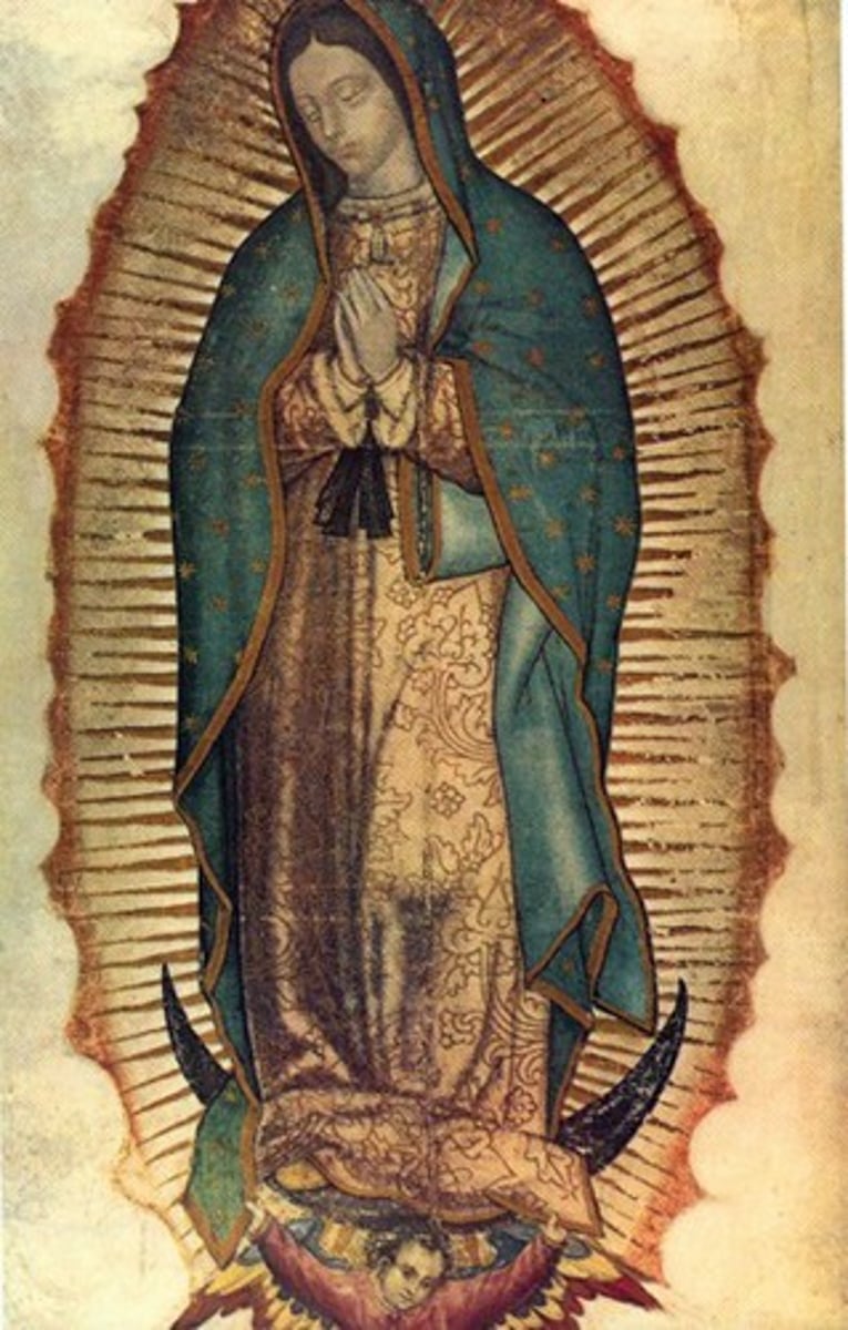 <p>An apparition of the Virgin Mary said to have appeared to a Mexican farmer (Juan Diego) in 1531. She exerted a powerful attraction to Mesoamerica's surviving Amerindians and became an icon of Mexican identity.</p>