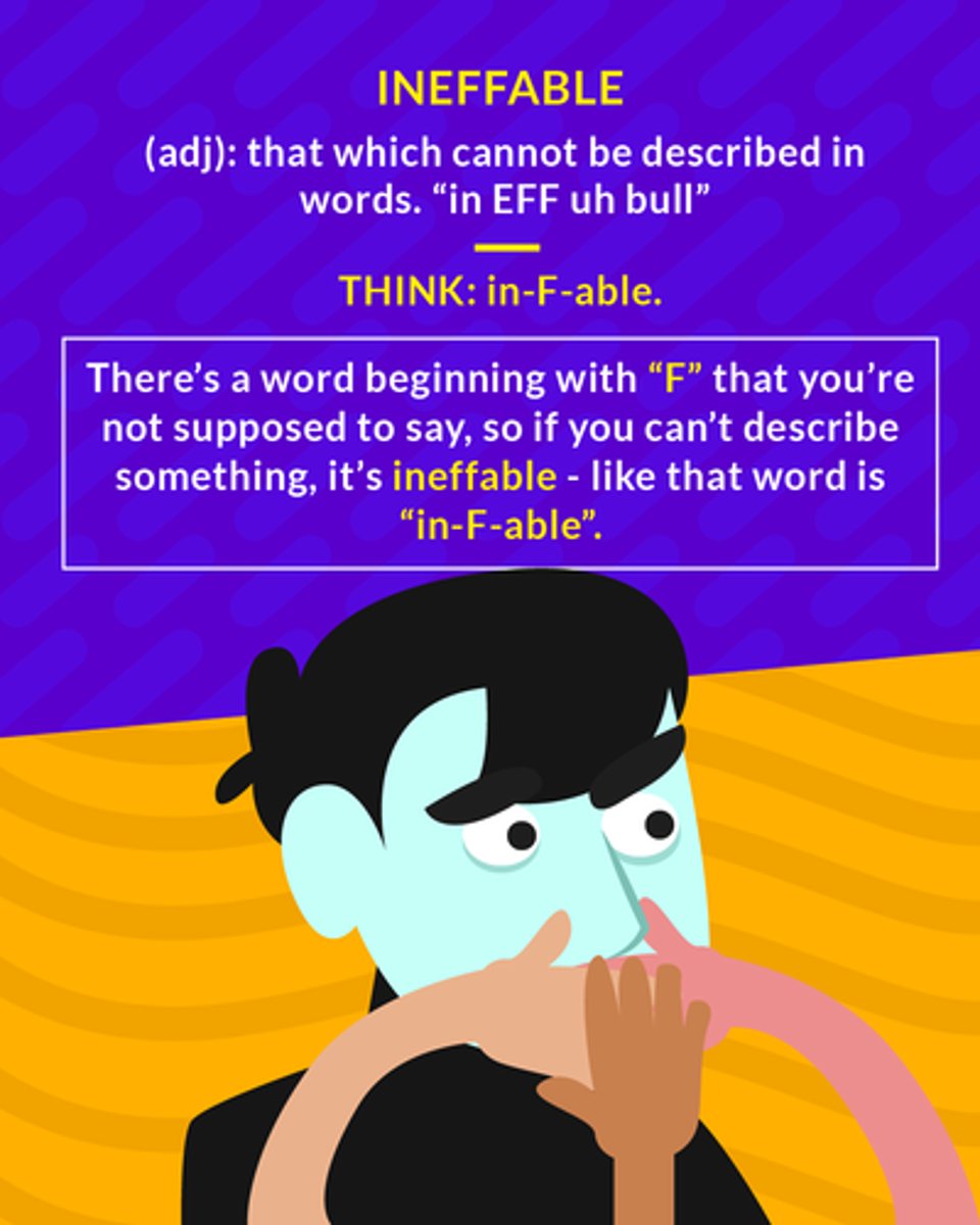 <p>(adj.) inexpressible, indescribable</p><p>(adj.) indescribable</p>