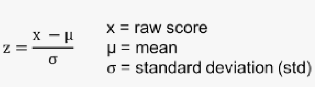 <p><strong>A:</strong> A standardized value that represents how many standard deviations a data point is from the mean, calculated as</p>