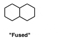 <p>2 rings share a common bond and the ring fusion can be either trans or cis </p>