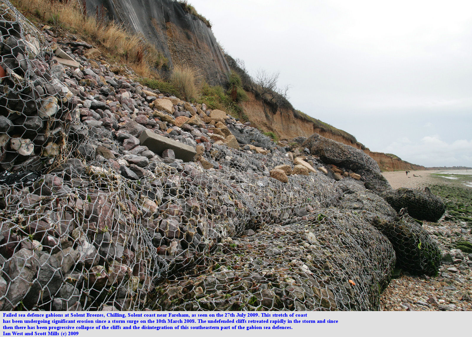 <p>wire cages filled with small stones</p>