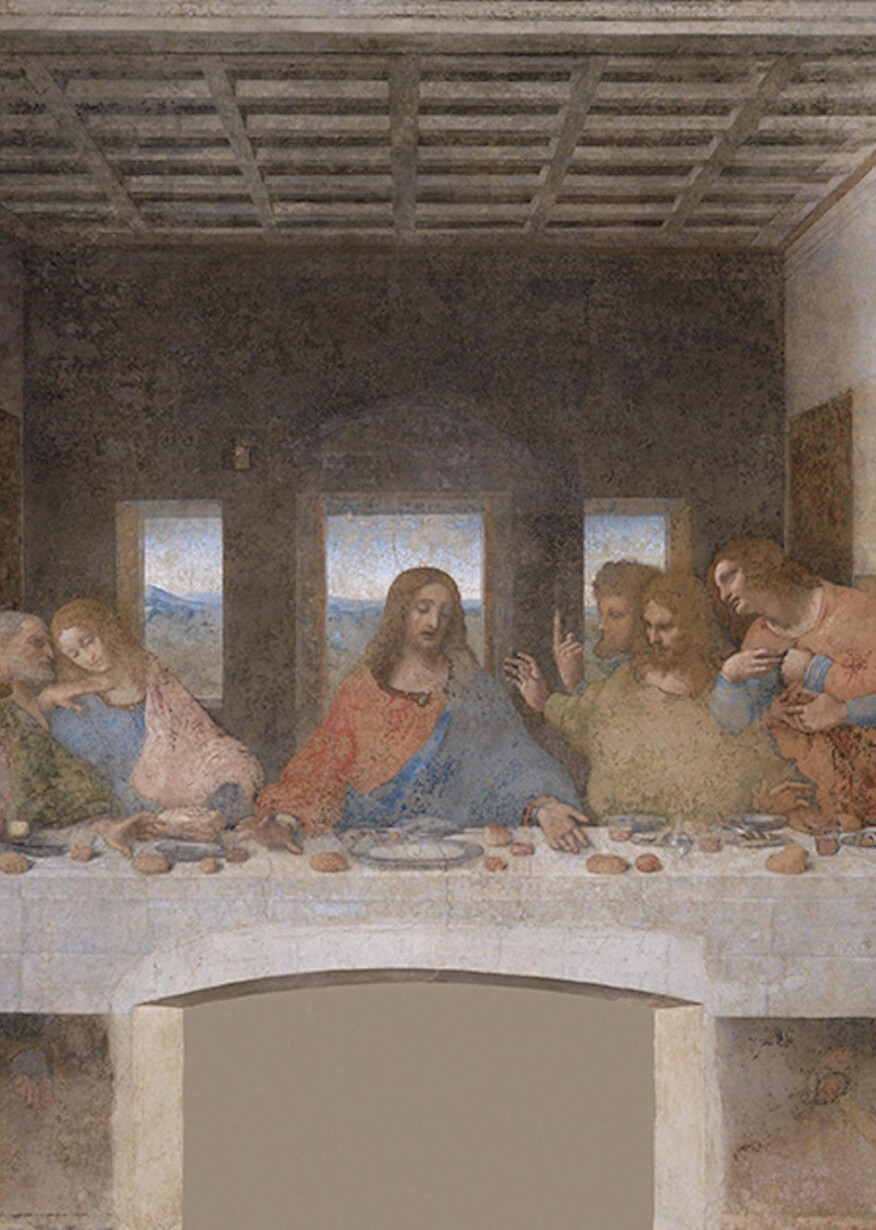 <p>A famous mural painting by Leonardo da Vinci depicting the final meal of Jesus with his apostles, notable for its linear perspective.</p>