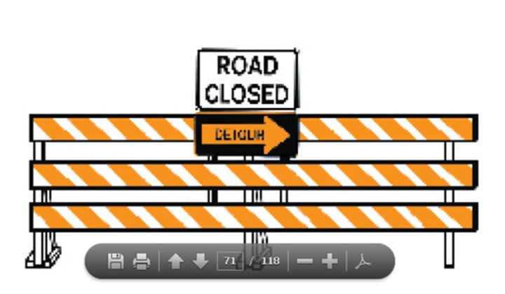 <p>something that blocks the way of things being created or built; something in the way<br>-Obstruction of justice</p>