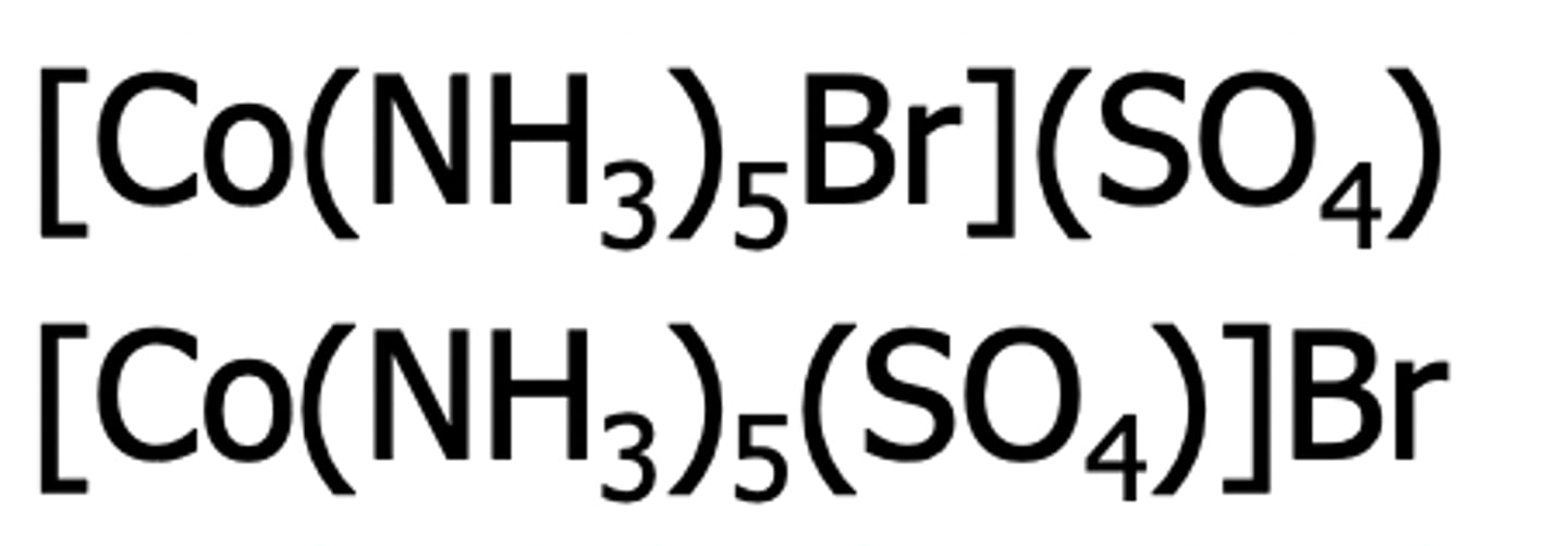 <p>ligand and counter ion switch places (Structural)</p>
