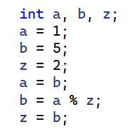 <p>Suppose that the code segment in the below box were executed. What would be the value of z?</p>