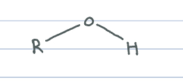 <p>A single oxygen attached to an “R” group and an “H”</p>