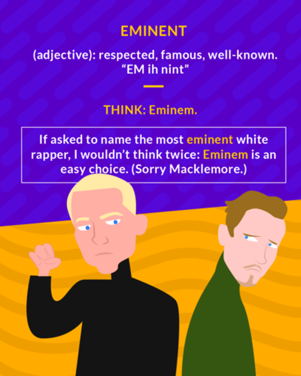<p>(adj.) famous, outstanding, distinguished; projecting</p>