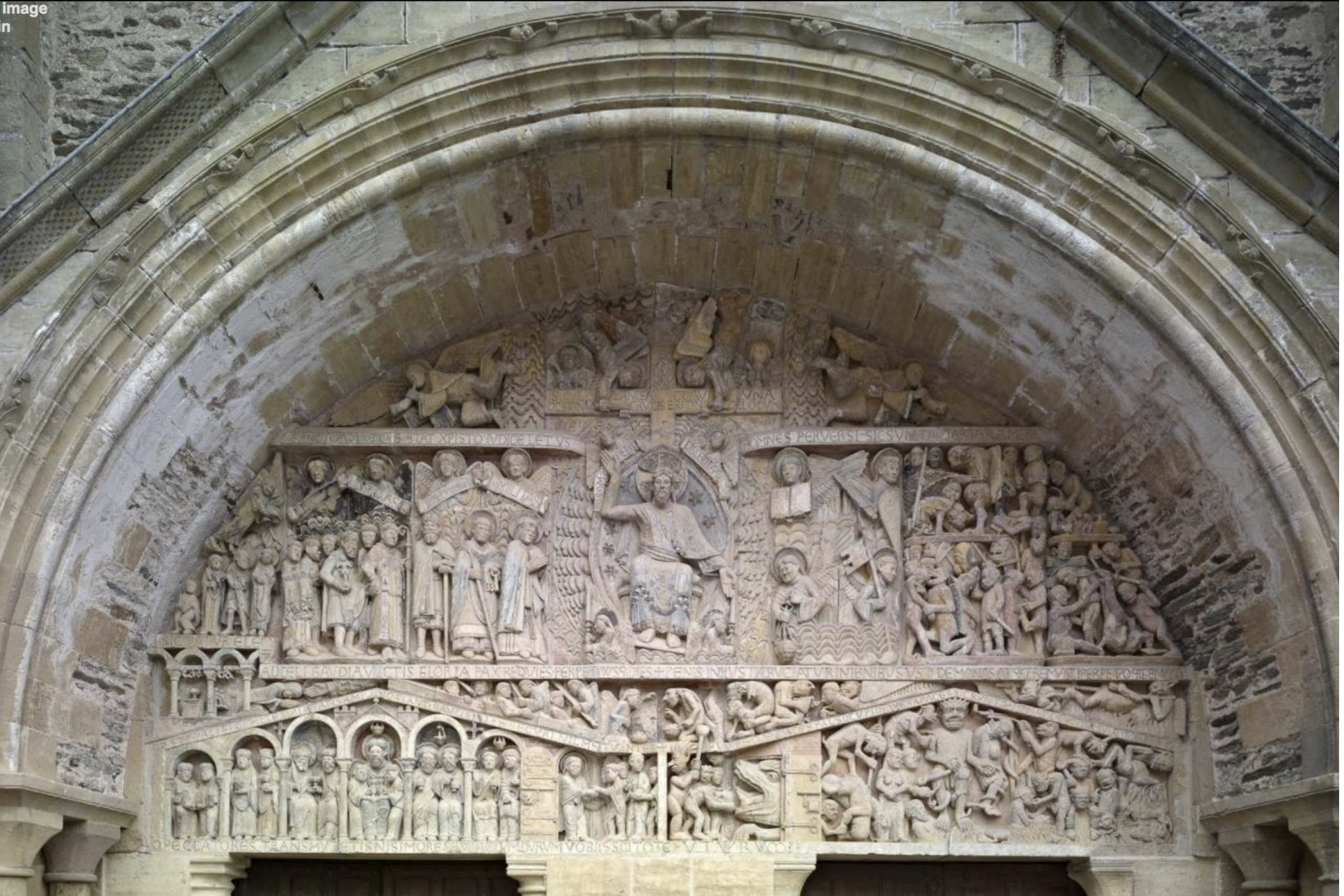 <p>Last Judgment, tympanum, Sainte-Foy, Conques, France</p>