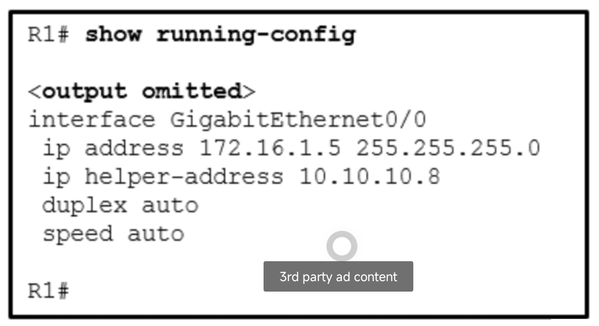 <p>Refer to the exhibit. What can be concluded about the configuration shown on R1?</p>