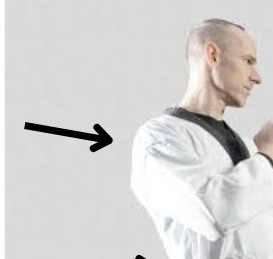 <p>Is there to guard your chin and also launch an attack should you decide not to kick</p>