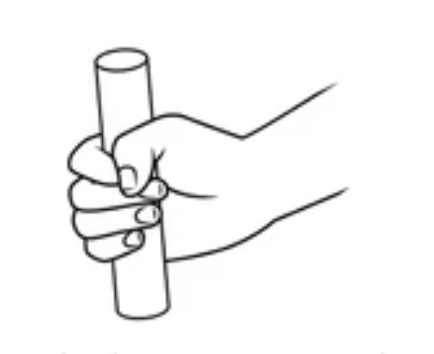 <ul><li><p>for cylindrical objects</p></li><li><p>fingers and palm flexed to grasp object</p></li><li><p>fingers are adjacent and parallel</p></li><li><p>thumb is usually flexed and adducted</p></li><li><p>Wrist in neutral or sometimes ulnar deviation</p></li></ul><p></p>