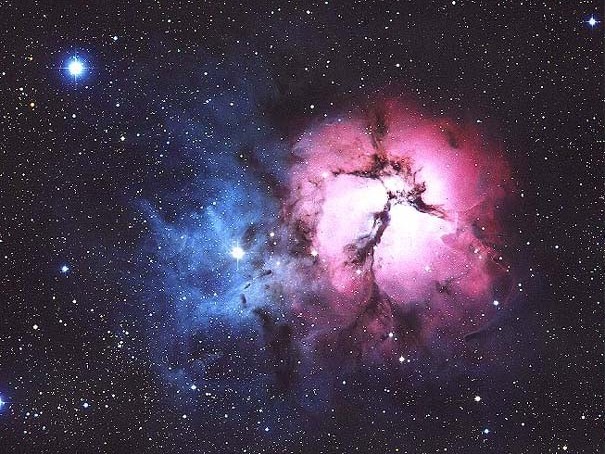 <p>Blue reflection, red emission</p><p>star birth</p>