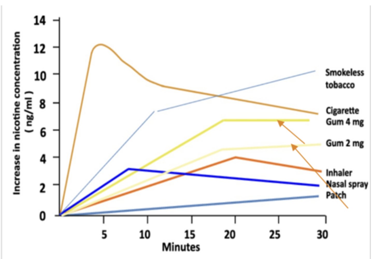 <p>• Absorption is through buccal tissue in mouth</p><p>• Time to peak: between 15 and 30 minutes </p><p>• Patients absorb about half of the strength (if 2 mg, will absorb 1 mg)</p>